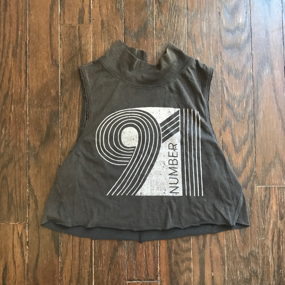 WE the FREE chocolate crop mock neck tank number 9